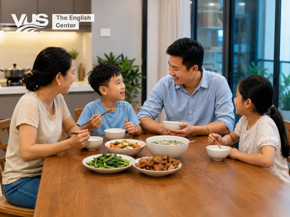 Bữa cơm gia đình như một giờ học ngôn ngữ